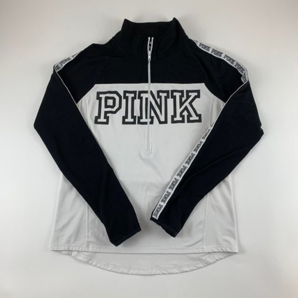 PINK Victoria's Secret Tops - PINK Victoirias Secret Ultimate Womens Black White Athletic Pullover